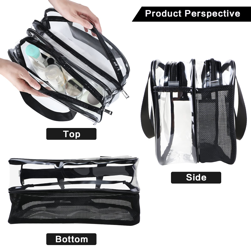 Wholesale PVC large capacity metal zipper cosmetics makeup toiletry bag