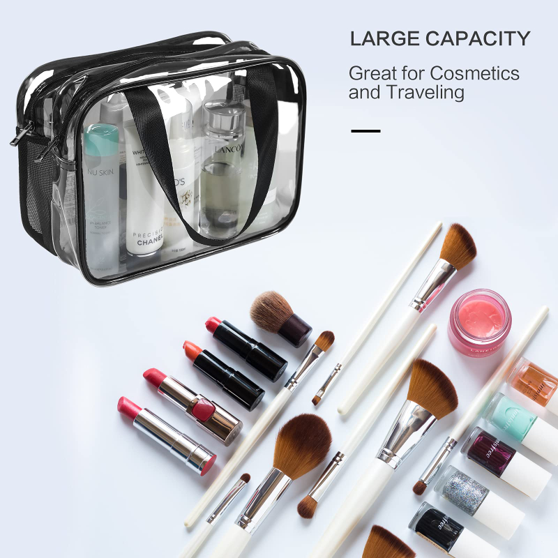 Wholesale PVC large capacity metal zipper cosmetics makeup toiletry bag