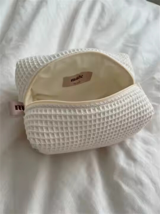 custom printed waffle embroidery toiletry makeup cosmetic bag