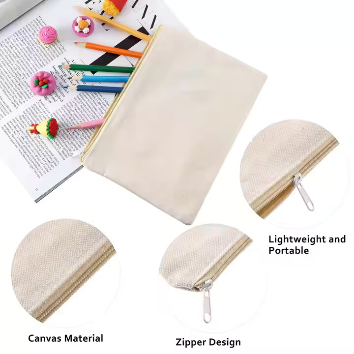 canvas zipper pouch makeup cosmetic bag