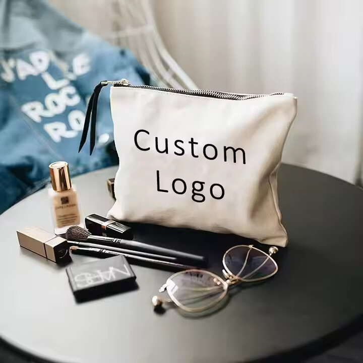 canvas zipper pouch makeup cosmetic bag