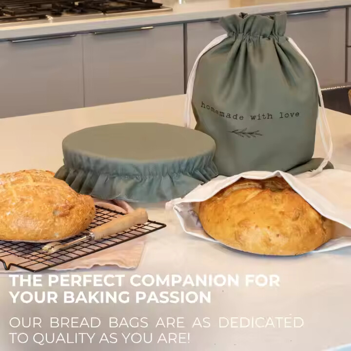 Custom print homemade reusable cotton canvas beeswax bread bag