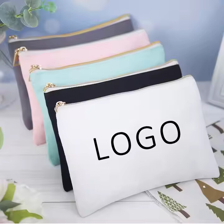 canvas zipper pouch makeup cosmeitic bag