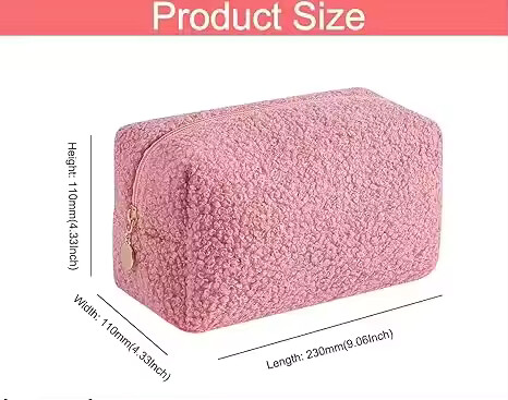 custom large portable zipper capacity plush travel makeup pouch cosmetic bag