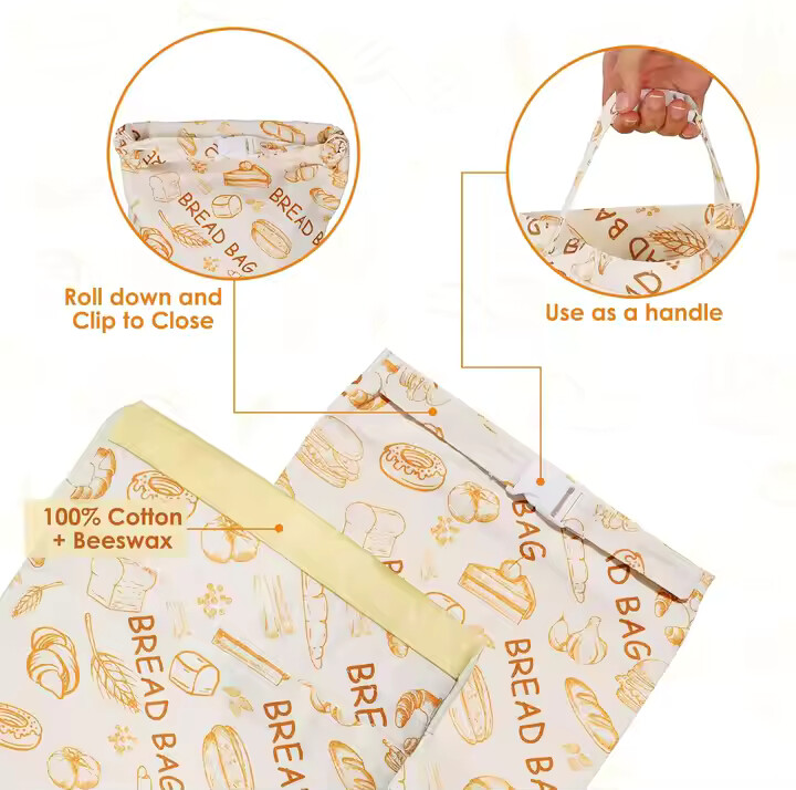 reusable cotton homemade sourdough bread bag
