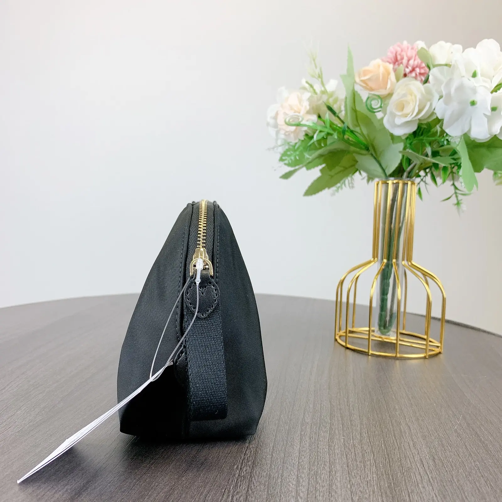 black nylon makeup bag